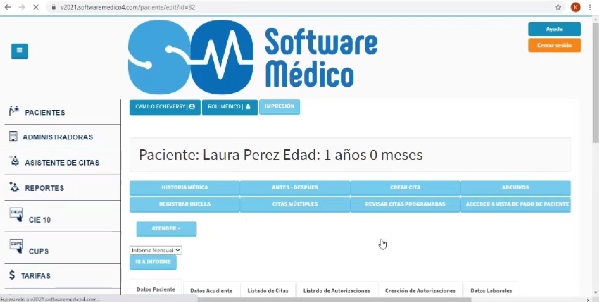 Módulo de telemedicina en software médico